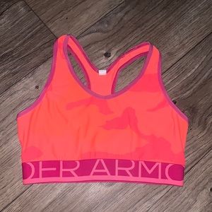 Neon pink Under Armour sports bra